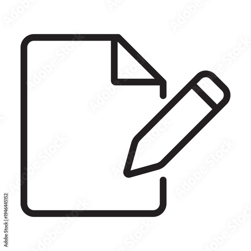 Minimalist line icon representing the action of renaming or editing a digital file document