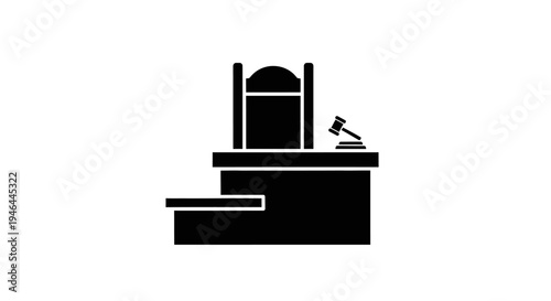 Judge Bench with Gavel Icon.