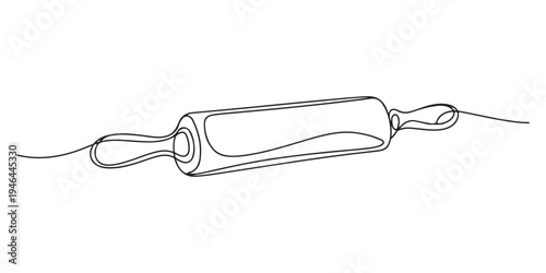 continuous line drawing of rolling pin symbol. abstract line art illustration, Rolling pin kitchen utensils one line continuous drawing illustration, Kitchen tools continuous one line illustration.
