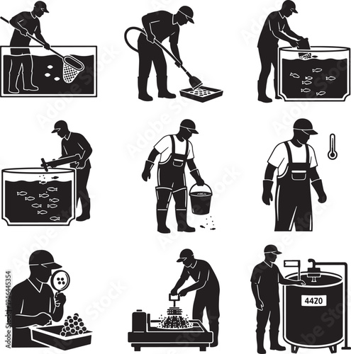 Set of 9 brewery workers icons vector