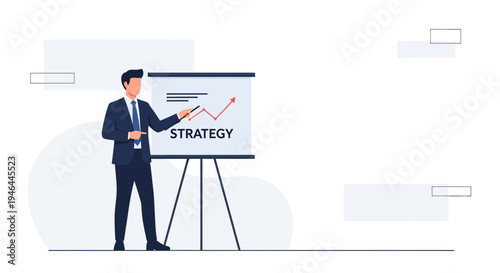 Businessman presenting strategy with growth chart on whiteboard