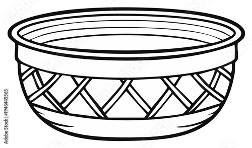 Handcrafted Woven Basket Bowl with Intricate Pattern and Traditional Design Elements