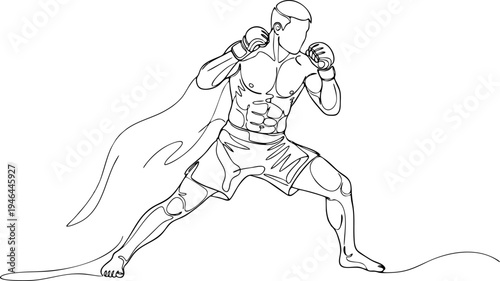 MMA Boxing lineart vector illustration