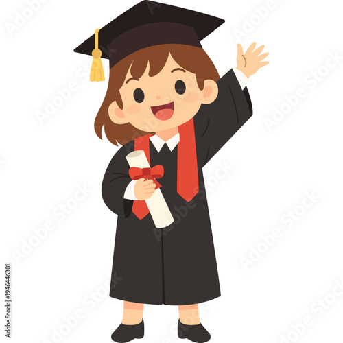 Illustration of Cute Student Graduate