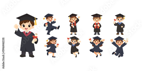 Illustration of Cute Student Graduate