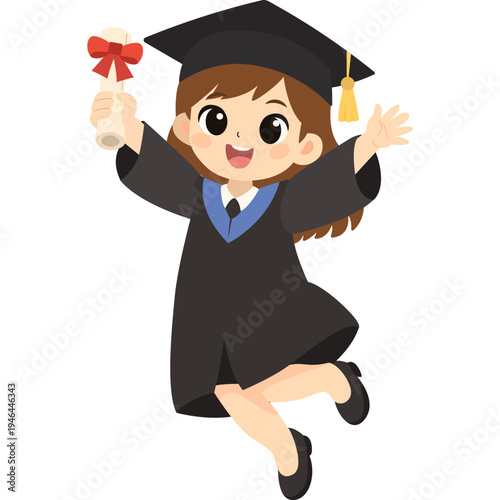 Illustration of Cute Student Graduate