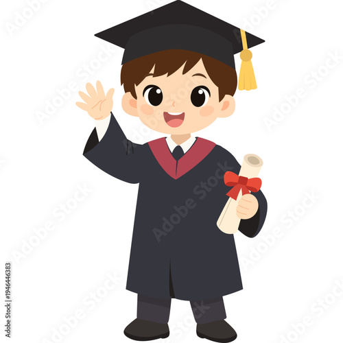 Illustration of Cute Student Graduate