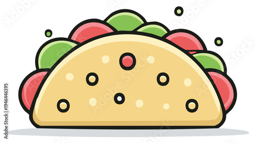 Taco Illustration with Vegetables and Meat Filling Delicious Graphic Food