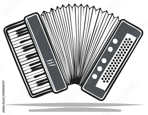 Accordion musical instrument illustration, vector design