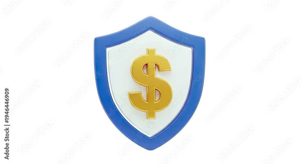 Fototapeta premium Gold Dollar Sign on Blue Shield