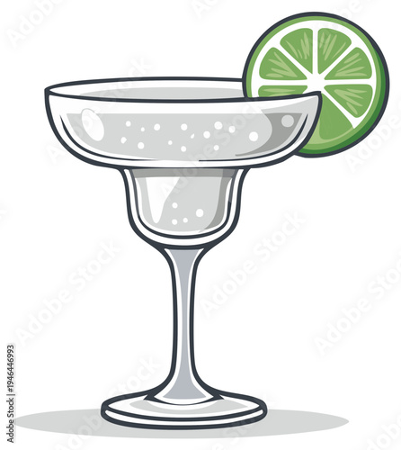 Margarita Cocktail Glass with Lime Slice Refreshing Summer Drink Illustration