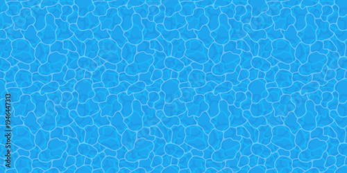 Summer Water surface background. Swimming pool top view blue seamless pattern design. Summertime empty banner ocean and sea light reflection for print, web, cover