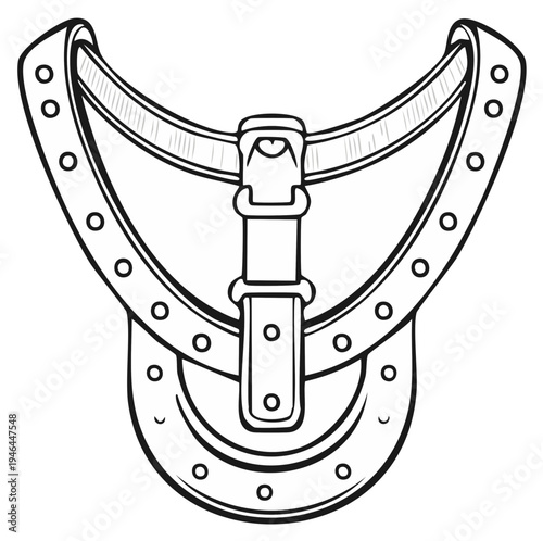 Antique Leather Saddle Bag Illustration Hand Drawn Vintage Style