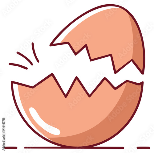 Cracked Eggshell Isolated Simple Icon representing breaking or fragility