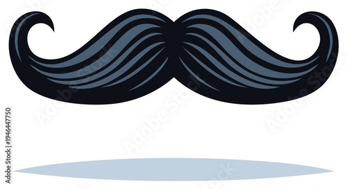 Stylized dark mustache with shadow, barber shop or retro style element