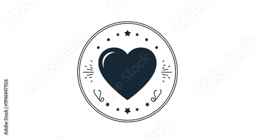 Black Heart Icon with Decorations.