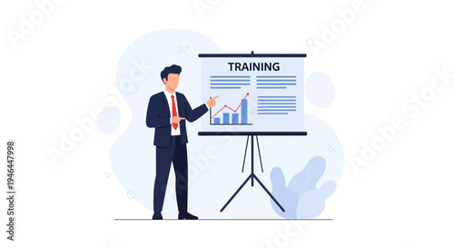 Businessman presenting training with growth chart on screen