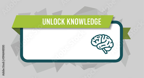 Unlock Knowledge Banner. Education Concept. Brain Icon Graphic. Learning Template.