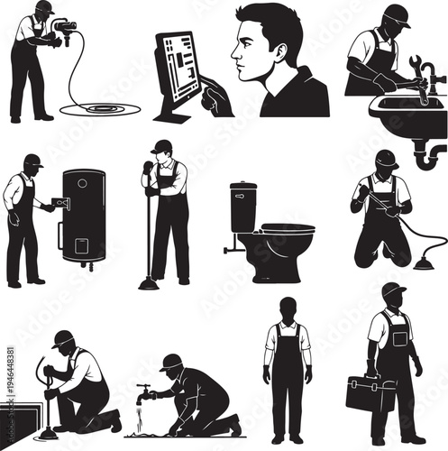 Set of 10 plumbing icons vector
