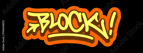 Block Word Illustration in Bold Orange Graffiti Tag Style for Basketball Defense and Urban Sport Graphics.