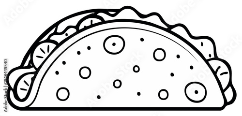 Outline illustration of a filled taco with dotted texture