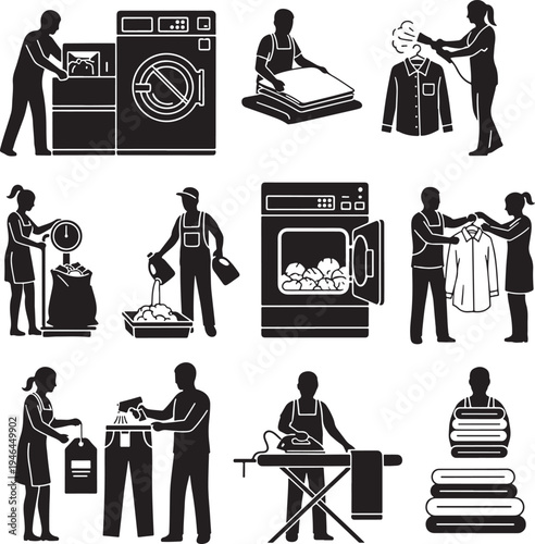 Set of 10 laundry icons vector