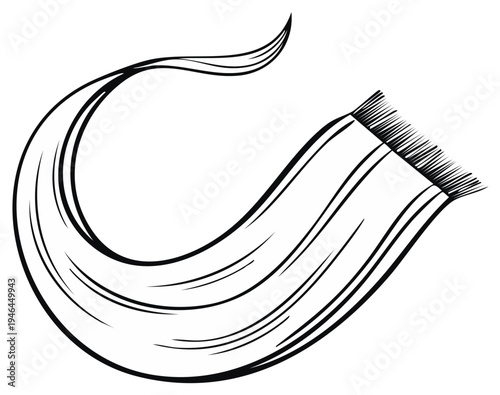 Black and white illustration of a scarf with long tassels flowing in the wind