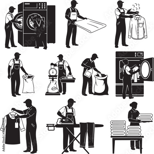 Set of 10 laundry service icons vector