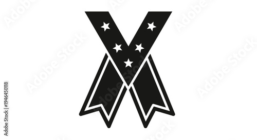 Black and white star crossed ribbons.