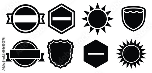 A collection of black and white icons on a plain background