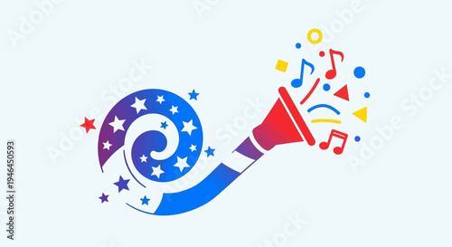 Colorful Megaphone with Music Symbols.