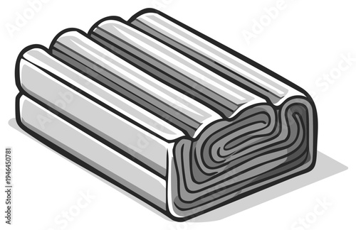 Illustration of a stacked block of modeling clay with rounded edges in gray