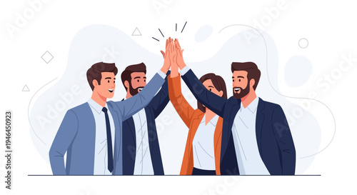 Teamwork High Five Success Celebration Business People Collaboration Unity