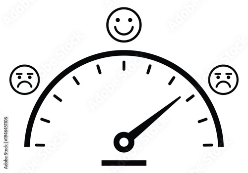 A simple gauge with a happy face and two sad faces