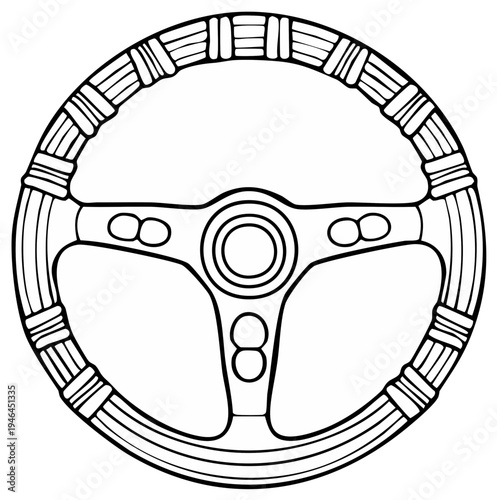 Vintage car steering wheel graphic illustration