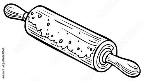 Rolling pin with dough illustration