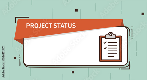 Project Status Banner. Task Management Infographic Element. Flat Design Checklist. Business Presentation Graphic.
