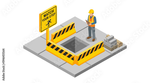 Man working on road construction site.