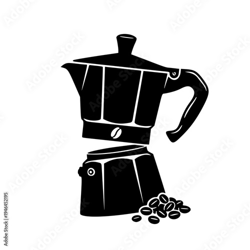 Moka Pot Coffee Maker Silhouette Vector Icon Italian Espresso Brewer