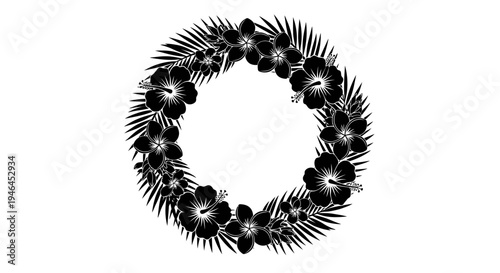 Black skull circle decorative item.