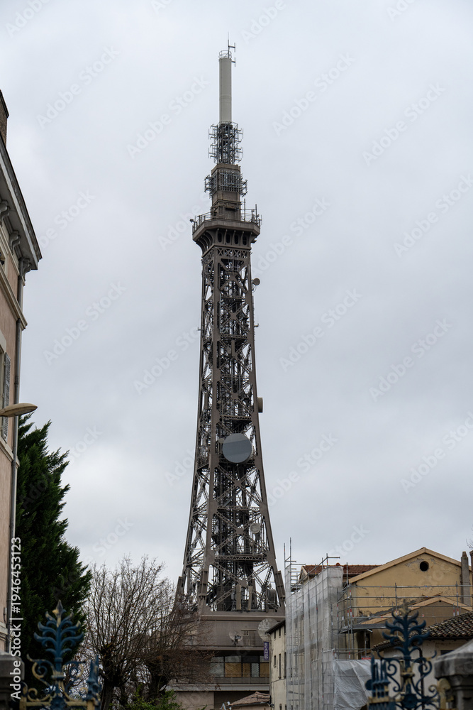 Obraz premium Telecommunications tower on Fourviere Hill in Lyon, France