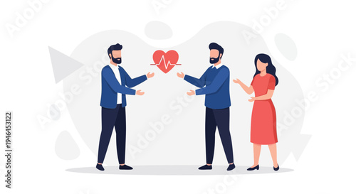 People share heart symbol, health care concept, teamwork, support, love, connection