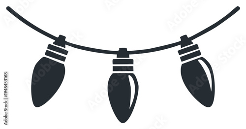 Christmas lights string icon. Simple black silhouette of festive holiday garland decoration.