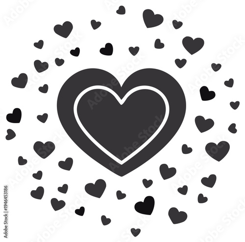 Large Heart Surrounded by Many Small Hearts