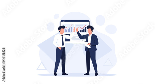 Businessmen High Five Near Financial Analytics Dashboard