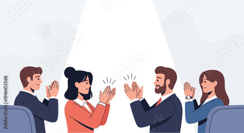 Business people clapping hands in appreciation, celebrating success, teamwork, and applause