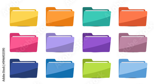 Colorful vector illustration of office document folders in a grid pattern, ideal for digital organization and data management concepts