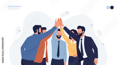 Teamwork High Five Success Business People Celebrating Achievement