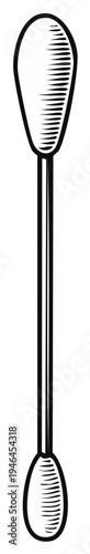 Engraved Illustration of an Ear Cleaning Swab or Cotton Bud for Hygiene