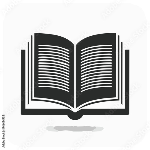 Open book with lined pages revealing knowledge and learning concept graphic